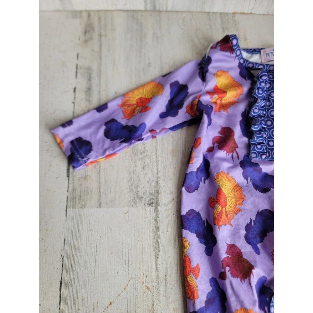 Pete Lucy 3-6 months purple fish romper baby outfit unique apparel